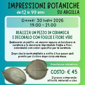 Workshop di impressioni botaniche su argilla