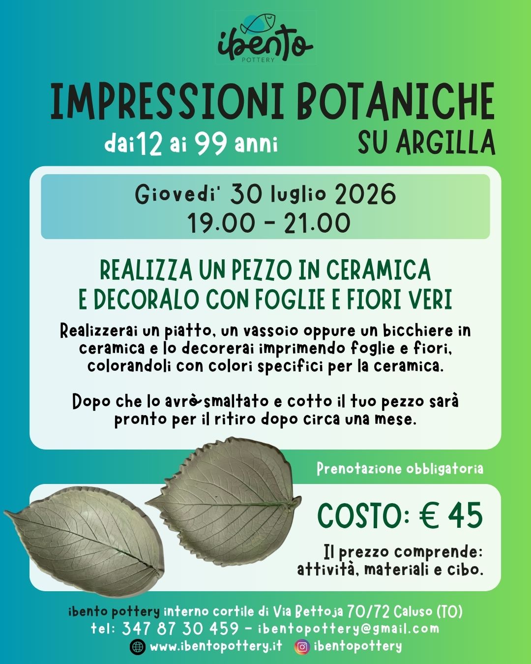 Workshop di impressioni botaniche su argilla